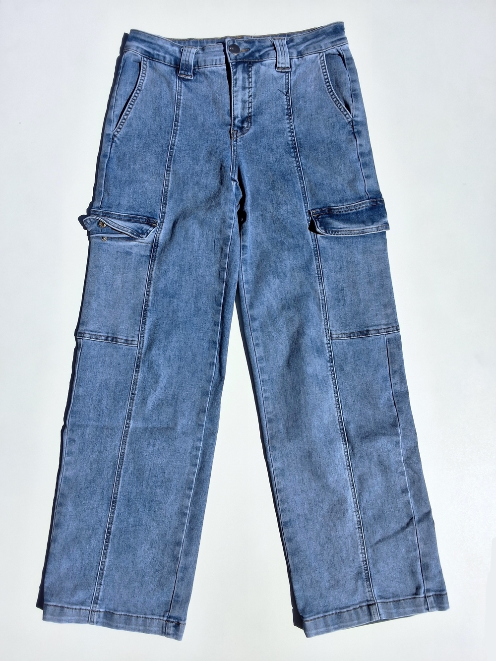RFM Women's Regular Straight Fit Cargo Jeans - Medium Blue (Size 6)